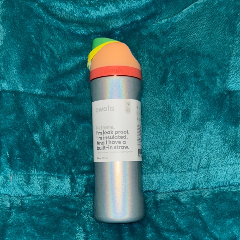 Owala Silver Insulated Water Bottle with Built-in Straw